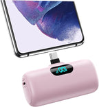 Mini Portable Charger 5000mAh Power Bank,15W PD USB C Cell Phone Portable Power, LCD Display Battery Pack Compatible With iPhone 15/15 Plus/15 Pro/15 Pro Max/Android/Samsung/Moto/LG (Type-C Only)