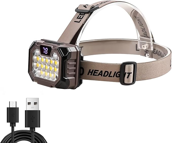 LED Headlamp Rechargeable Battery Powered Hard Hat 5 Light Mode 1000 Lumen Usb C Waterproof Bright Outdoor Camping Essential Fishing Gear Hiking Accessories Hunting Running Survival Power Outage Gifts