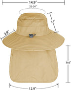 Sun Hats for Men Women Fishing Hat UPF 50+ Breathable Wide Brim Bucket Hats Summer UV Protection Safari Hat with Neck Flap