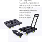 Heavy Duty Folding Hand Truck - 330 Lbs Capacity 6-Wheel Flatbed Trolley with Extendable, Portable Utility Cart for Home, Office, Travel & Shopping Black 2.5inch-Mute