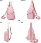 7L Sling Bag For Women Faux Leather Anti Theft Small Casual Daypack Backpack Fanny Pack Crossbody Chest Bags Purse Waterproof Light Pink