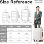 Kono 24 Inch Luggage Suitcase Lightweight with Spinner Wheels TSA Lock Hardside Medium Checked Luggage Durable Rolling Suitcase Cream White