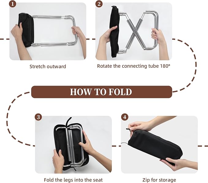 Portable Stool for Adults, Folding Lightweight Camping Chair, 300LBS Capacity Aluminum Alloy Foldable Stool for Hiking and Fishing