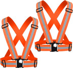 Reflective Running Vest 2-10 Pack, High Visibility Reflective Gear Night Cycling Safety Vest Strap for Men Women Kids