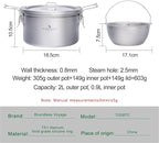 Boundless Voyage Titanium Pot Multifunctional Rice Cooker 2L+0.9L Pot Set Ultralight Outdoor Camping Cookware