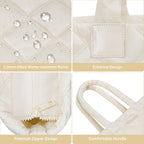 Puffer Tote Bag for Women, Quilted Bag with Zipper, Small Tote HandBags for Work, Travel