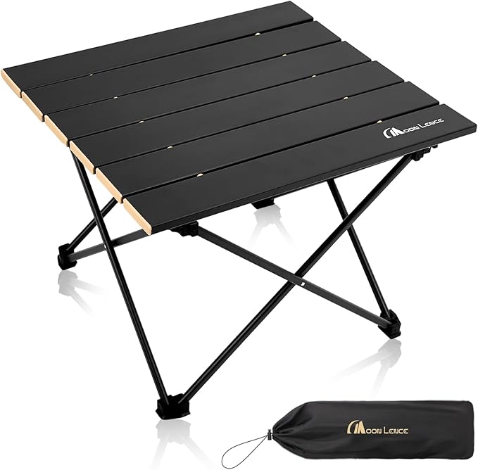 MOON LENCE Folding Beach Table, Small Folding Table, Outdoor Ultralight Aluminum Camping Table, Portable Compact Backpacking, Travel Table for Beach, Picnics, Cooking, Hiking
