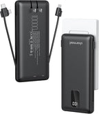charmast Portable Charger with Built-in Cables & Wall Plug, 10000mAh Portable Power Bank, External Battery Pack Travel Essentials Compatible with iPhone 16/15/14/13, Samsung, iPad etc