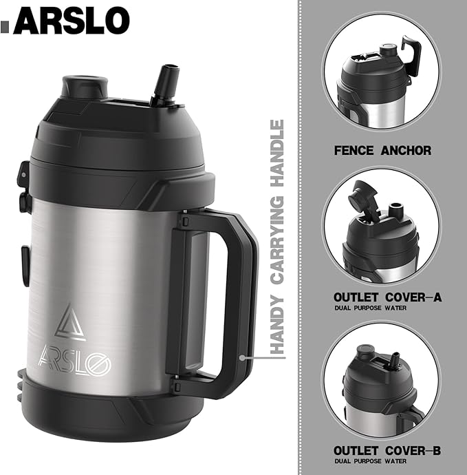 Sports Water Jug - Gallon Water Bottle - Insulated Stainless Steel Bottle for Gym, Workouts, Basketball, Football, Soccer - Keep Water Cold for Up To 24 Hours - 108Oz (StainlessSteel)