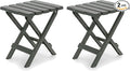 Camco Adirondack Portable Outdoor Camping Small Weatherproof Rustproof Durable Plastic Folding Side Table for Indoor and Outdoor Use, Sage (2 Pack)