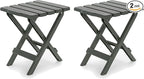 Camco Adirondack Portable Outdoor Camping Small Weatherproof Rustproof Durable Plastic Folding Side Table for Indoor and Outdoor Use, Sage (2 Pack)