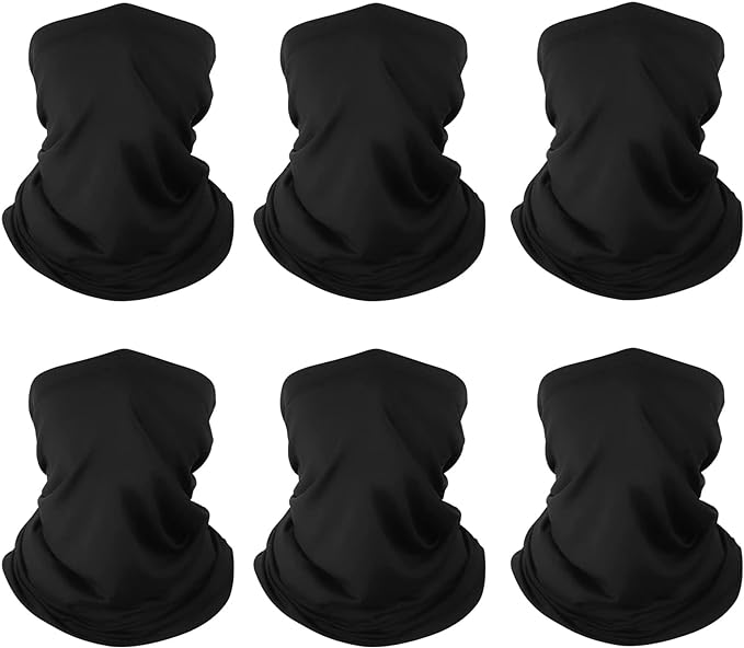 6 Pack Neck Gaiter Bandana Face Mask: Cooling Gator Mask Face Cover Neck Scarf Balaclava