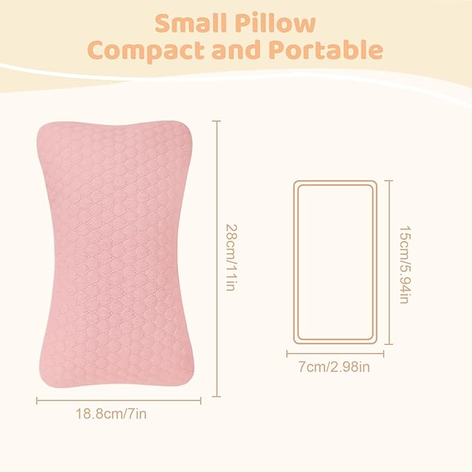 vocheer Small Pillows for Sleeping, 11"x 7" Mini Travel Pillow, Tiny Pillows for Neck, Wrist, Lumbar and Knee, Pets Pillow, Cotton, Machine Washable,Pink-1PC