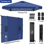 KAMPKEEPER 10x10 Pop Up Canopy Tent with Sidewall - Easy Setup Sun Shelter, Outdoor Shade with Vented Roof for Backyard | UV & Rain Portable Instant Camping Beach Canopy Tents (Navy Blue)