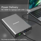 Krisdonia Portable Laptop Charger 64000mAh 100W PD Power Bank - 1x USB-C (Input 60W Output 100W)- 2X DC (Up to 24V)- 2X QC3.0 USB-A (18W) Compatible with USB-C Laptop, MacBook Pro, Dell XPS and More