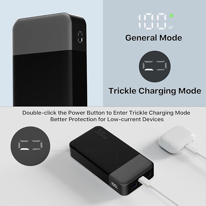 NOBIS Portable Charger, 20000mAh Power Bank, 35W Power Bank Fast Charging, Battery Pack with C to C Cable, Battery Bank with Digital Display for Phone Android etc