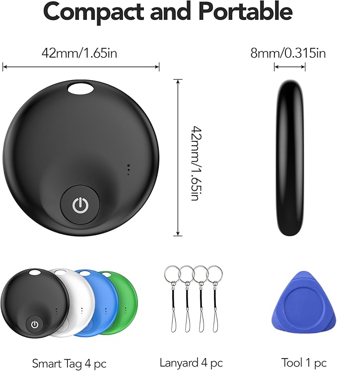 Air Tracker Tags-4 Pack: Bluetooth Tracker Tag, Item Finder Works with Apple Find My App, Trakcer Tag Locator for Your Keys, Wallet, Luggage, Backpack, and More.(ISO only) 4colors