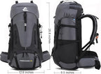 Bseash 60L Hiking Camping Backpack with Rain Cover, Waterproof Large Capacity Outdoor Sport Travel Daypack Climbing Touring (Gray)