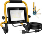 10000LM LED Work Light: Portable Work Light with 16.4FT/5m Cord - IP66 Waterproof Flood Light for Outdoor Indoor Job Site Workshop Garage Construction Site Lighting,Tool Gifts for Men Dad Him