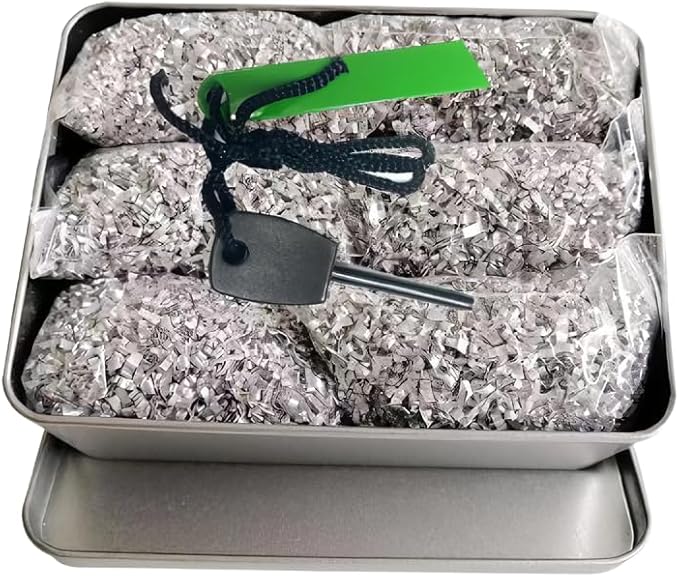 Magnesium Fire Starter Kit with Ferro Rod – Emergency Survival Fire Starting Gear with Pre-Shaved Magnesium & Fire Ropes – Waterproof Outdoor Kit for Camping, Hiking, Bushcraft