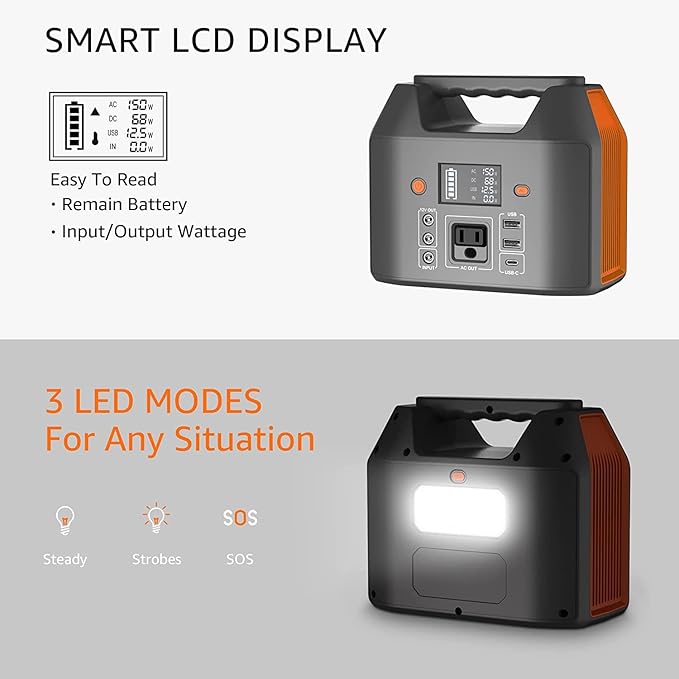 EnginStar Power Bank with AC Outlet 150W 110V Laptop Power Bank, 155Wh/ 42000mAh Battery Bank, Lithium Ion Power Supply for Emergency Camping