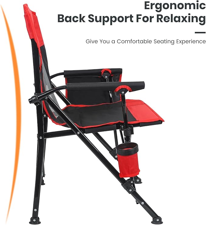 Camping Chair for Adults 350 LBS Support Camp Chair 2PCS with Breathable Mesh Back Fabric with Arm Rest Cup Holder and Portable Carrying Bag