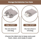 LFH Cotton Rich Shoe Storage Bags with Drawstring, Dustproof Breathable Reusable Organizer, Perfect For Travel, Dorm, Hotel, College, Gym, Easy to Carry, Machine Washable 8"x17" (Pack of 2) - Grey