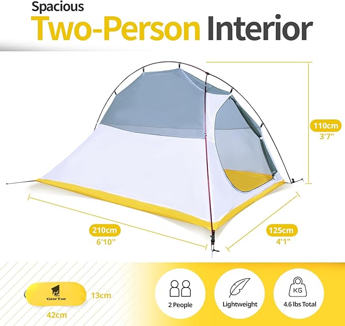 GEERTOP Ultralight 2 Person Tent Waterproof Two Man Backpack Tents for Outdoor Camping Backpacking