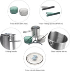 Fire Maple Antarcti Duo Cook Set | 1.2L Stainless Steel Camping Cookware Set | Foldable Camp Mess Kit with Utensils | Outdoor Camping Pot (Canister NOT Included)