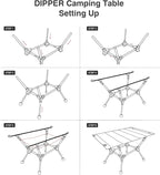 ONETIGRIS Dipper Camping Table, Lightweight Portable Folding Table with Mesh Storage Net, High/Low Options, Ideal for Camping, Hiking, Tailgating, Beach, Picnic, Travel, Backyard