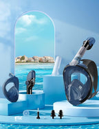 Zenoplige Full Face Snorkel Mask Adults,Dry-Top Snorkeling Gear with Camera Mount,Foldable 180-Degree Panoramic Scuba Mask for Snorkeling Diving Swimming Travel,Snorkel Mask Anti-Fog & Anti-Leak