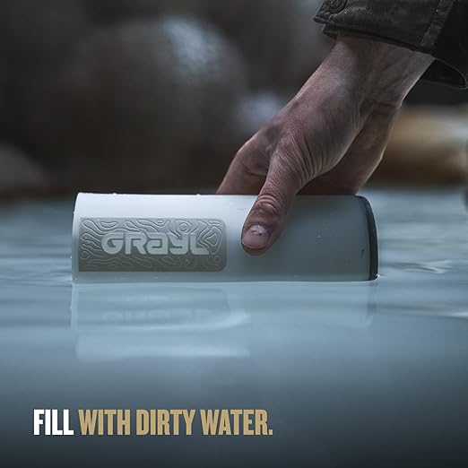 GRAYL GeoPress 24 oz Water Purifier Bottle - Filter for Hiking, Camping, Survival, Travel (Peak White)