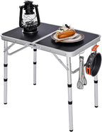 Folding Camping Table, Adjustable Height Folding Table, Portable Aluminum Small Folding Table with Carry Handle for Picnic, BBQ, Indoor, Office