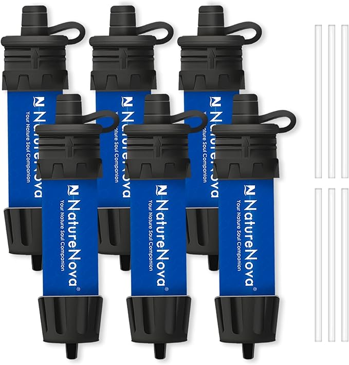 Mini Water Filter NatureNova Portable Emergency Water Filtration System Hiking Camping Straw Survival Gear Emergency Preparedness