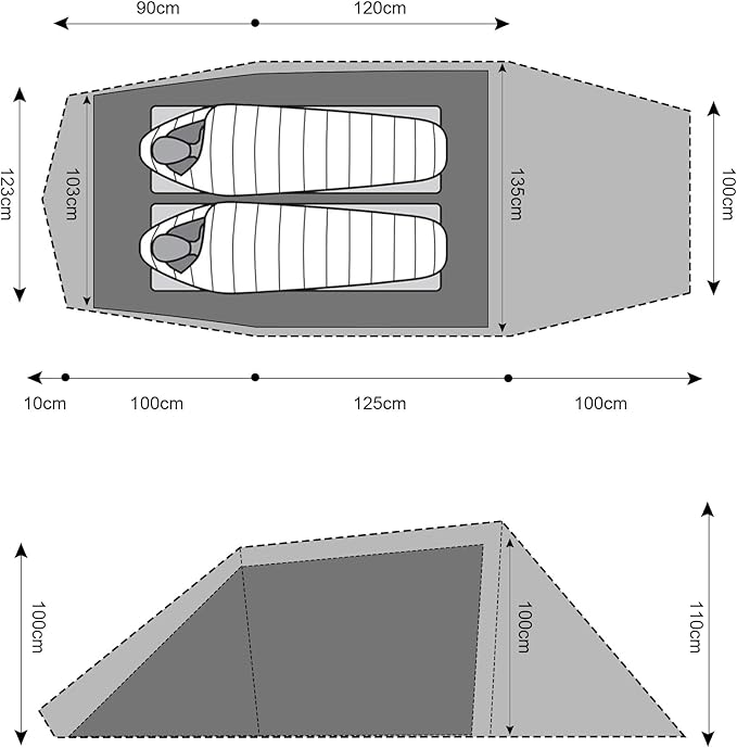 Backpacking Ultralight 2Person Tunnel Tent, 2.89lbs, Double Silicone-Coated Fabric, Compact 3-Season Tent – Wine Brown