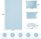 Travel Blanket, 3-in-1 Ultra-Soft, Warm & Lightweight Travel Blanket Airplane with Bag, 65x40 in, Airplane Travel Essentials for Women, Men & Kids with Eye Mask, Luggage Sleeve & Backpack Clip