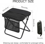 13 x 10.6 Inch Portable Folding Camping Stool, Metal Frame with Storage Mesh, Small Folding Stool for Adults Lightweight Outdoor Seating for Camping Fishing Hiking BBQ Hold Up to 265 LBS (Black)