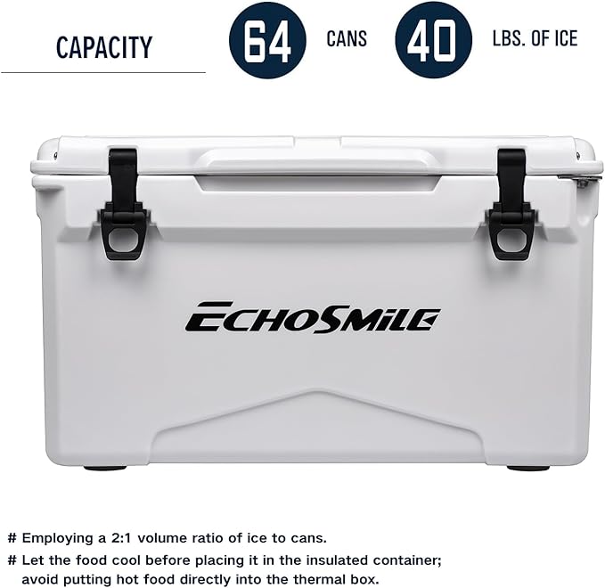 EchoSmile 25/30/35/40/60/75 Quart Rotomolded Cooler, Built to Stand up to The Rigors of The Journey