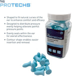 Flents Protechs Contoured for Comfort Foam Ear Plugs, Soft & Comfortable Hearing Protection for Work, Construction, Heavy Machinery, Studying, Travel & Sleep, NRR 32, Easy to Use, Blue, 50 Pairs
