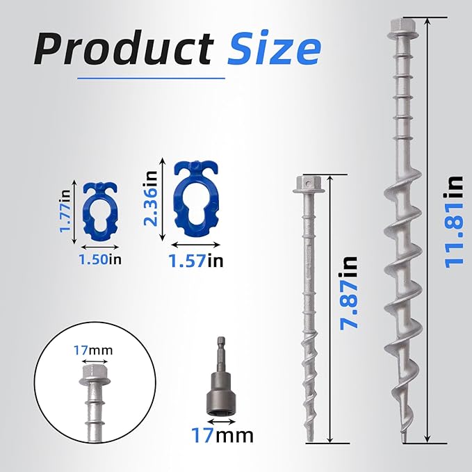 ‎Homeon Wheels 12 Pcs Camping Ground Anchors Aluminum Screw Heavy Duty Metal Non-Rust Cast Tent Anchors in Kit for Securing Animals, Tents, Canopies, Sheds, Car Ports, Swing Sets Outdoors Beach