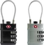 Suitcase Locks TSA Approved, Small Combination Cable Padlock, TSA Locks for Luggage, Combo Padlocks with Code for Backpack Zipper, Gym Locker, Ammo Can, Guitar Gun Case, Box (Black+Gray)