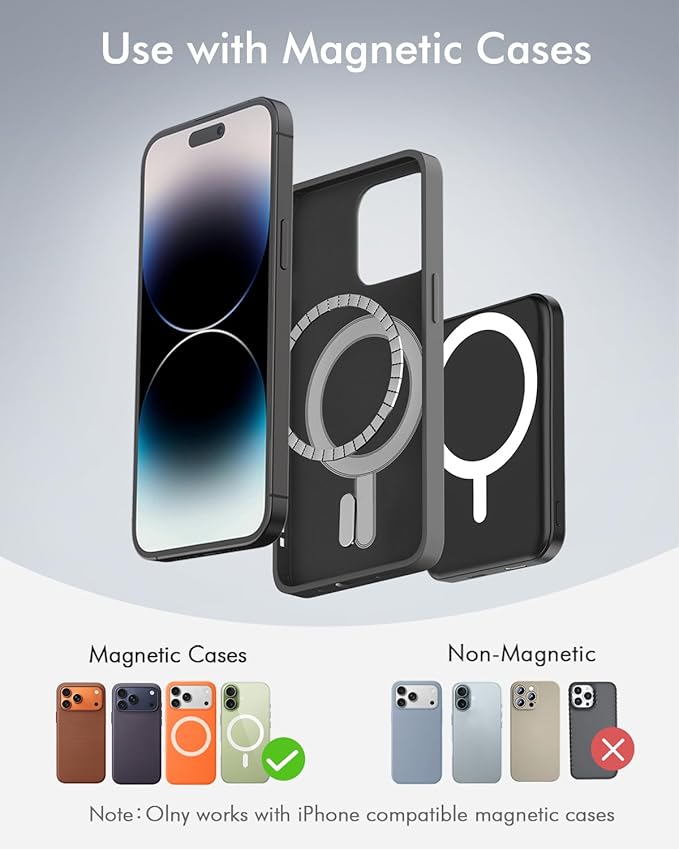 podoru for Magsafe Battery Pack, 5000mAh Magnetic Power Bank with Type-C Cable 20W PD Fast Charging Lighting Input Wireless Portable Charger for iPhone 17/16/15/14/13/12/ All Series-Black