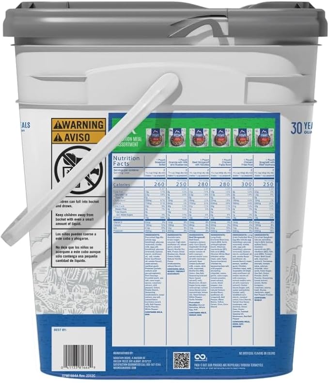 Mountain House Expedition Meal Assortment Bucket Freeze Dried Backpacking & Camping Food 30 Servings