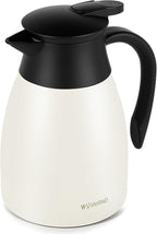 34 Oz Thermal Coffee Carafe, Stainless Steel Insulated Vacuum coffee crafts to keep coffee hot, 1 Liter Tea Water Coffee and Beverage Dispenser (Cream)