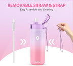 32oz Water Bottle with Removable Straw and Spout Lid Two Ways to Drink, 18/10 Stainless Steel Insulated Water Bottle, BPA-Free, Leak Proof, Double wall, for Sports, Gym