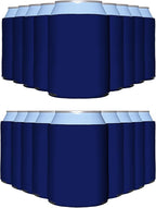 PartyPrints 25 Pack Navy Blue Blank Can Cooler Sleeves, Customizable Bulk Insulated Foam for Beer, Collapsible Plain Drink Holder, Cold Soda Insulator, 12oz Regular, 16oz Tall Cans
