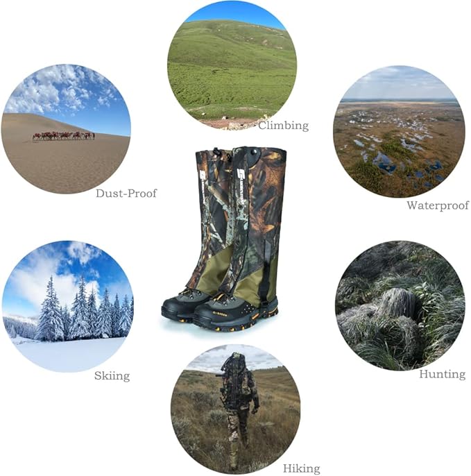 Camouflage Hiking Gaiters,Snake Gaiters For Men, Boot Gators Waterproof Shoe Leg Covers for Walking Climbing Hunting Trip