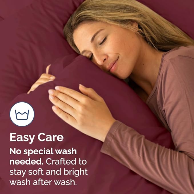King Pillow Cases Set of 2 - Ultra Soft Hotel Quality Pillowcase Covers - Luxury Comfy Bedding for Women, Men, Kids and Teens - Machine Washable Pillow Protectors - 2 Pieces Set - King Size Burgundy