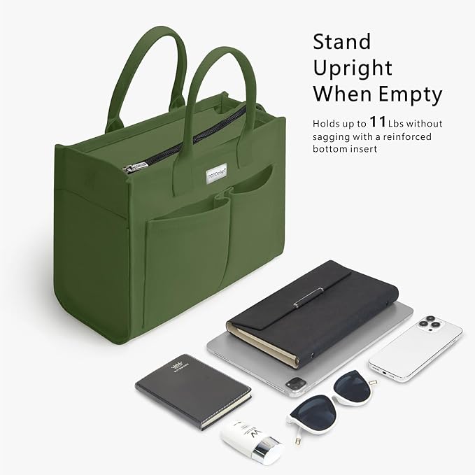 TOPDesign Heavy-Duty Canvas Tote Bag for Women, Adjustable Crossbody/Shoulder Handbag with 9 Pockets, Everything Tote