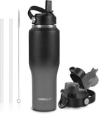 32oz Water Bottle Insulated with Powder Coated, Fit in Any Car Cup Holder, Water Bottles with Straw and Spout Lids, Stainless Steel Insulated Double Wall Leak-proof BPA Free to Keep Cold&Hot